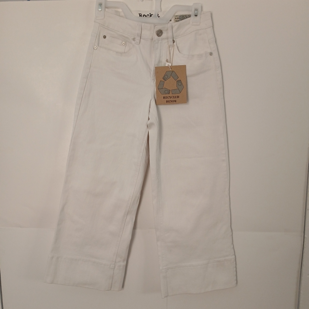 Rocks & Indigo, Ankle Length Wide Leg  White Pants Women's Size 4/26